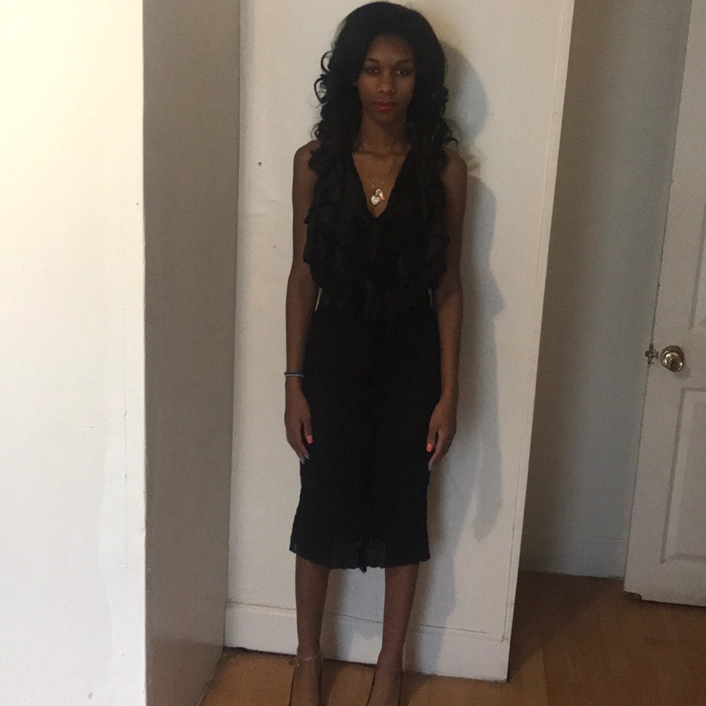 Black halter custom body suit size 8